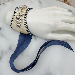 Handmade leather cuff bracelet embellished